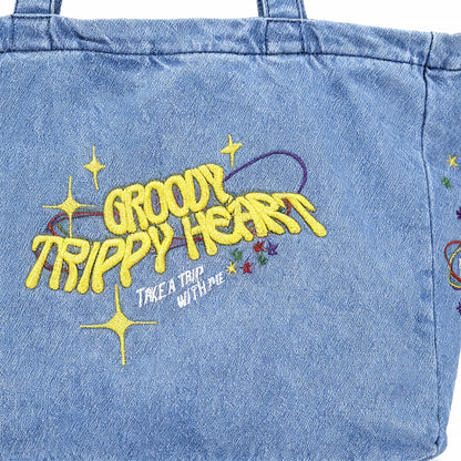 TrippyHeart Large Denim Tote bag