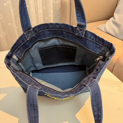 TrippyHeart Large Denim Tote bag