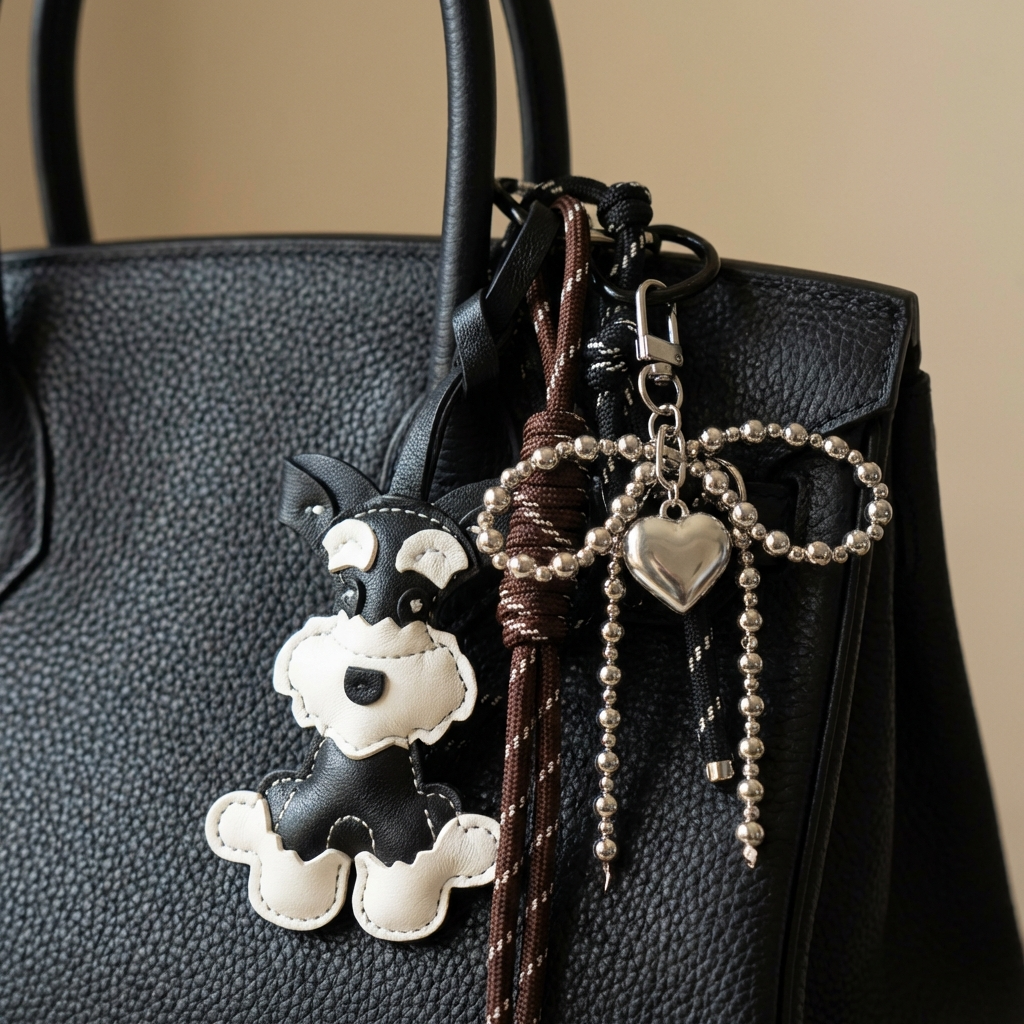 Faux Leather Cute Dog Charm
