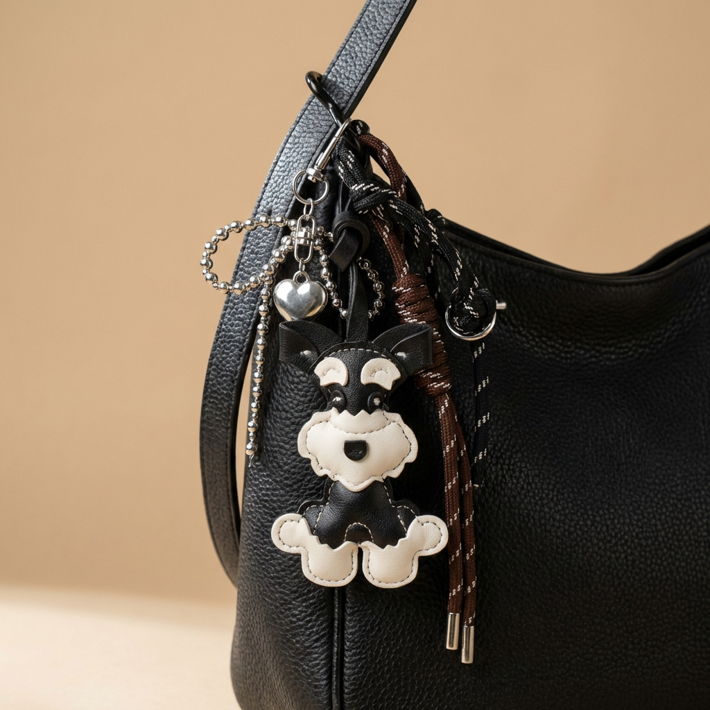 Faux Leather Cute Dog Charm