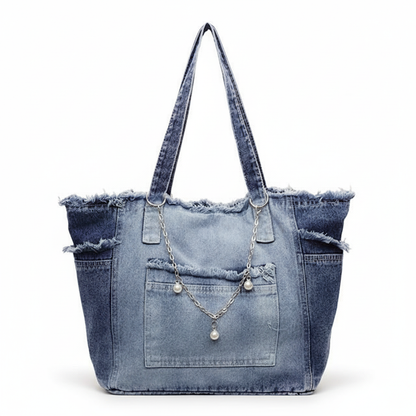 Washed Denim Tote Bag