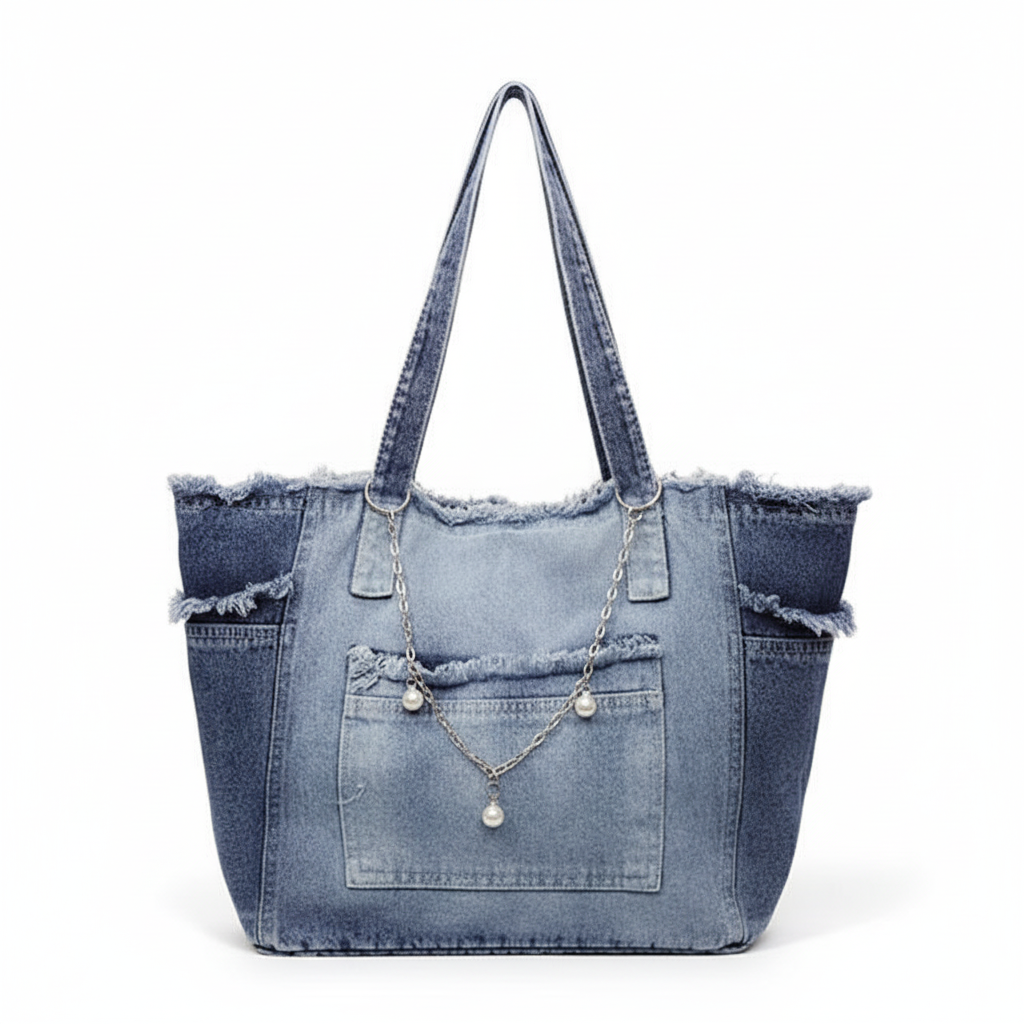 Washed Denim Tote Bag