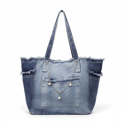 Washed Denim Tote Bag