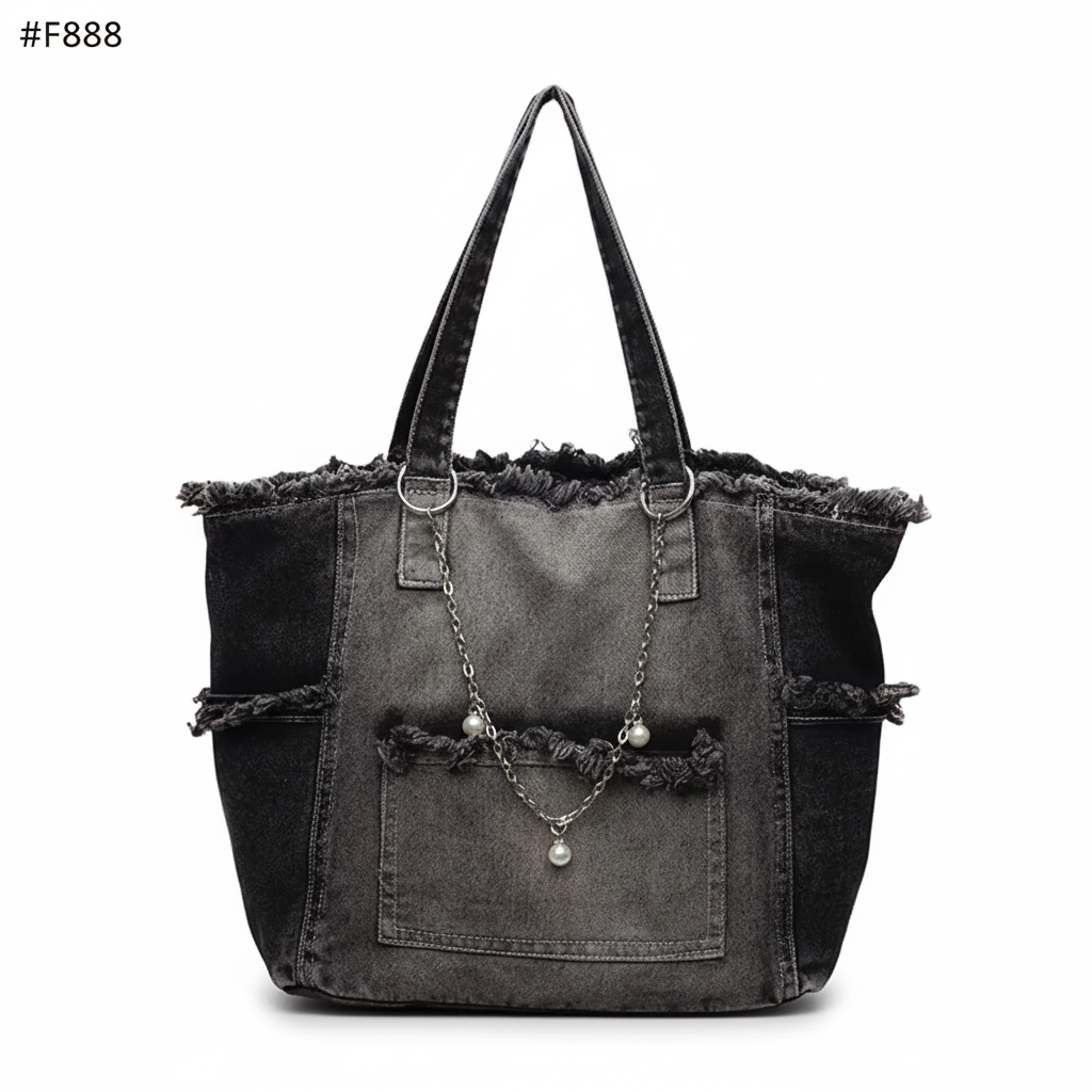 Washed Denim Tote Bag