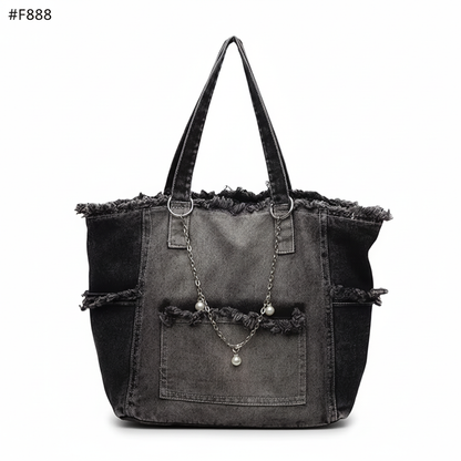Washed Denim Tote Bag