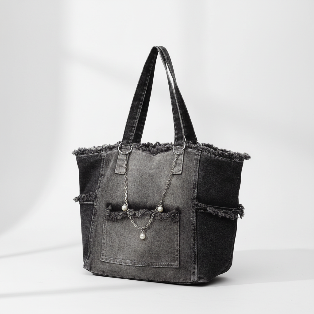 Washed Denim Tote Bag