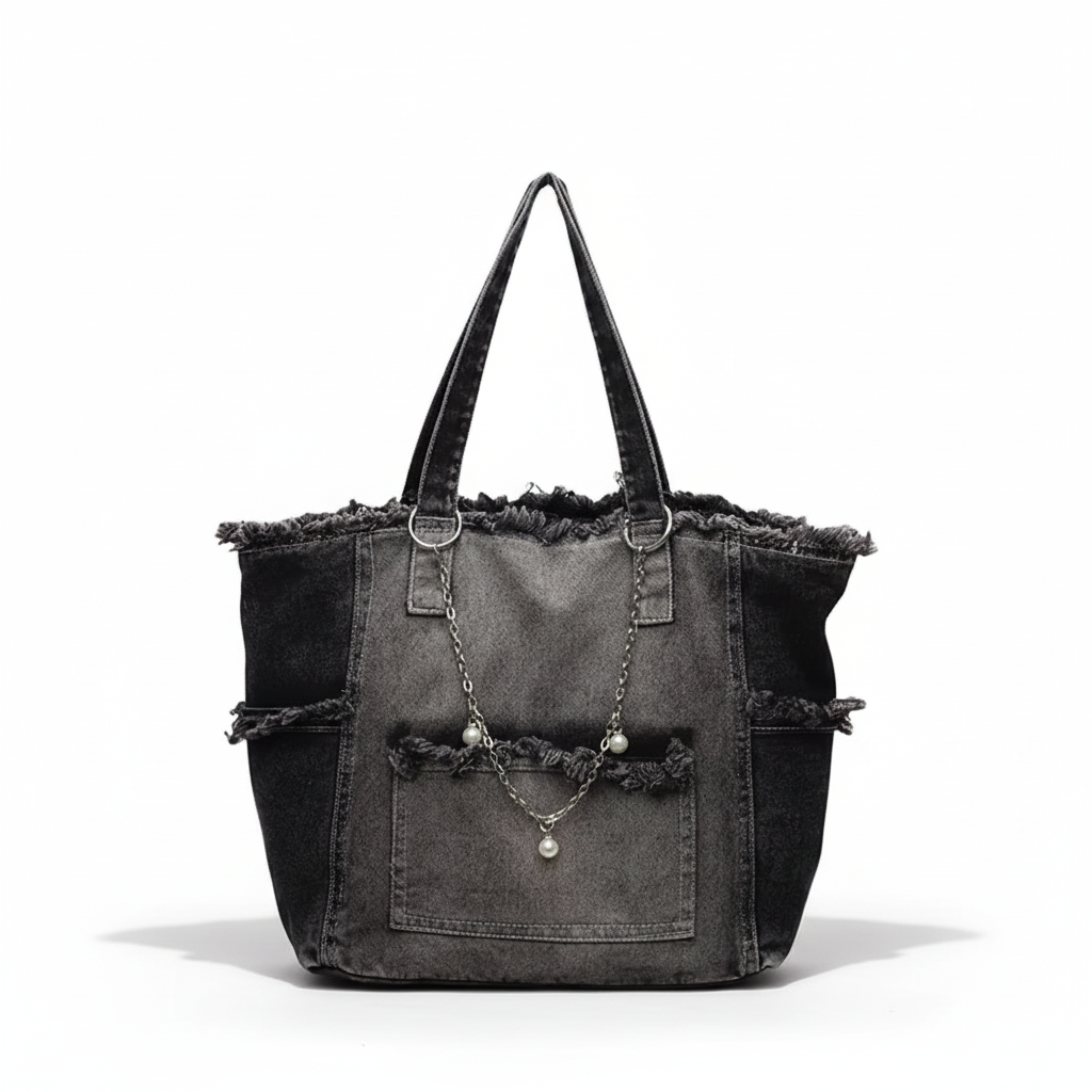 Washed Denim Tote Bag