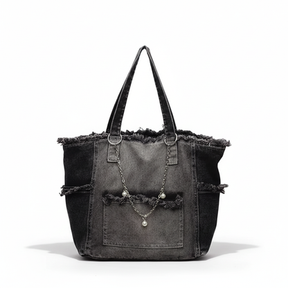 Washed Denim Tote Bag